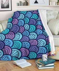 Teal Pink Mermaid Scales Pattern Sherpa Fleece Blanket Gifts for Family, for Couple