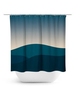 Teal Shower Curtain, Teal Abstract Shower Curtain, Teal And Tan Bathroom Decor, Abstract Mountain Scene Shower Curtain
