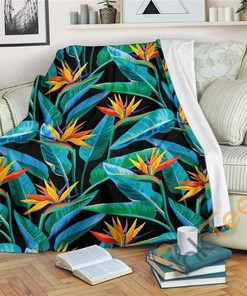 Teal Tropical Pattern Sherpa Fleece Blanket Gifts for Family, for Couple