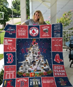 Team Boston Red Sox Christmas Tree Quilt Blanket Bedding Set