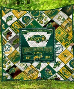 Team North Dakota State Bison Ncaa Quilt Blanket Bedding Set