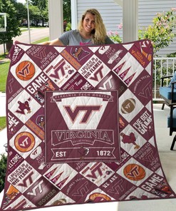 Tech Hokies VT Virginia Ncaa Quilt Blanket Bedding Set