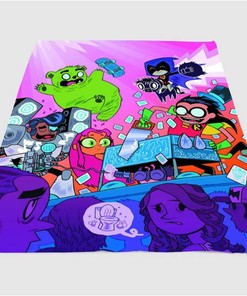 Teen Titans Cartoon Sherpa Fleece Blanket Gifts for Family, for Couple