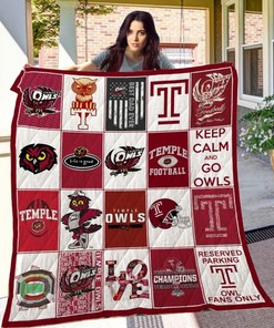 Temple Owls Ncaa Quilt Blanket Bedding Set for Home Décor