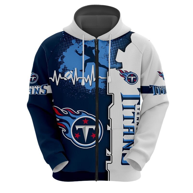 Tennessee Titans 3D All Over Print Zip Hoodie for Nfl Fans