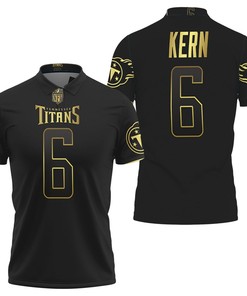 Tennessee Titans Brett Kern #6 Nfl America Football Team Logo Black Golden Edition Polo Shirt