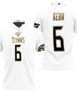 Tennessee Titans Brett Kern #6 Nfl Great Player White 100th Season Golden Edition Jersey Style Polo Shirt