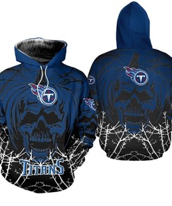 Tennessee Titans Hoodie Halloween Pumpkin Skull Print Zip Hoodie