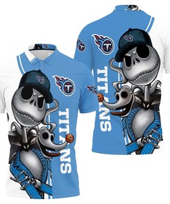Tennessee Titans Jack Skellington And Zero 3D All Over Print Polo Shirt