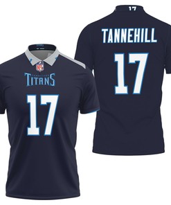 Tennessee Titans Ryan Tannehill #17 Nfl America Football Team Logo New Game Navy 2019 Polo Shirt
