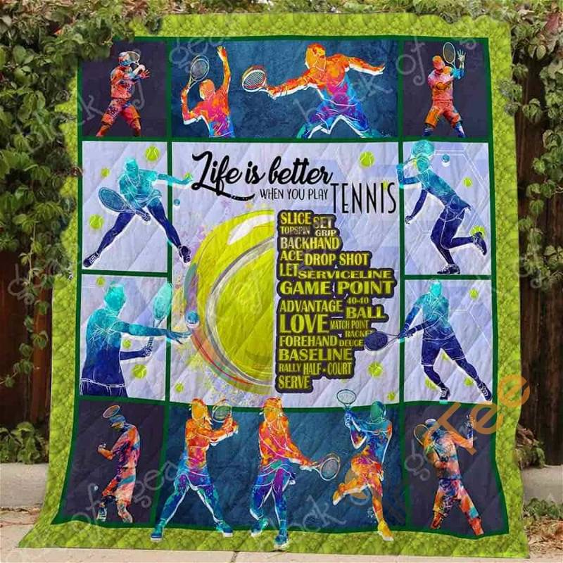 Tennis Lover Quilt Blanket Bedding Set