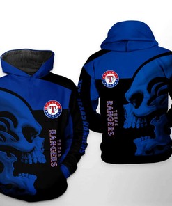 Texas Rangers MLB Skull 3D Hoodie Zipper Hoodie