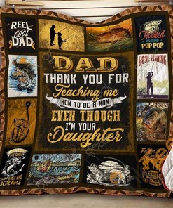 Thank You Dad, Fishing Quilt Blanket Bedding Set