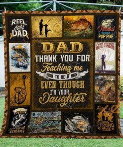 Thank You Dad, Fishing Quilt Blanket Bedding Set With Pillowcase Option