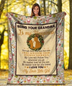 Thanksgiving Being Your Grandma Is My Happiness Flower Fleece Blanket For Grandma