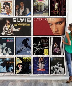 The 50 Greatest Hits Elvis Presley Albums Combined Quilt Blanket