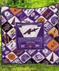The Aces Ncaa Evanville Purple Aces Collection Quilt Blanket Bedding Set