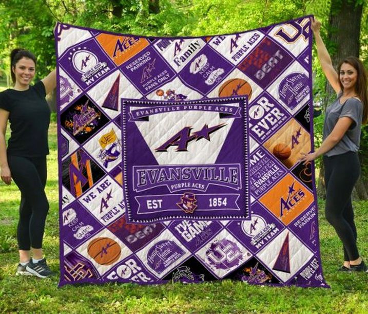 The Aces Ncaa Evanville Purple Aces Collection Quilt Blanket Bedding Set