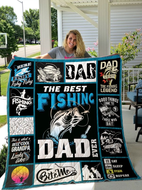 The Best Fishing Dad Ever Fishing Quilt Blanket Bedding Set