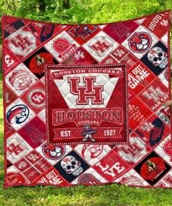 The Cougars Ncaa Houston Cougars Collection Green Quilt Blanket Bedding Set