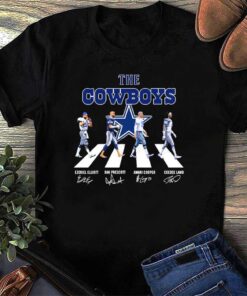The Dallas Cowboys Abbey Road Ezekiel Elliott Dak Prescott Amari Cooper And Ceedee Lambs Signatures T-Shirt