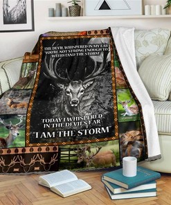The Devil Whisper In My Ear Deer Sherpa Fleece Blanket Gifts for Family, for Couple