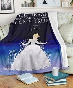 The Dream Come True Cinderella Sherpa Fleece Blanket Gifts for Family, for Couple