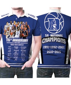 The Duke Blue Devils 115th Anniversary 5x National Champions Best Players Signed Polo Shirt