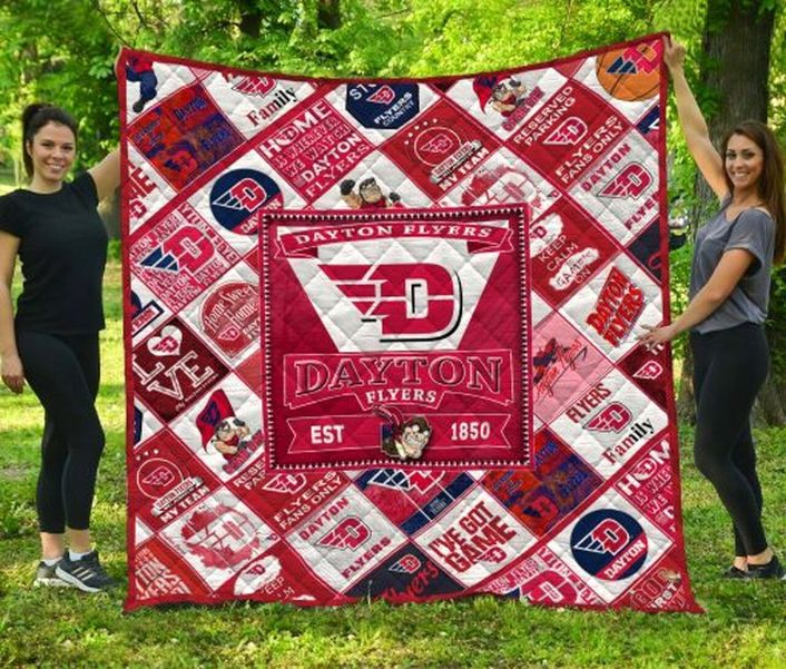 The Flyers Ncaa Dayton Flyers Collection Combined Love Quilt Blanket