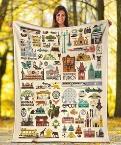 The Four Parks Icons Bedding Sherpa Fleece Blanket Gifts for Family, for Couple