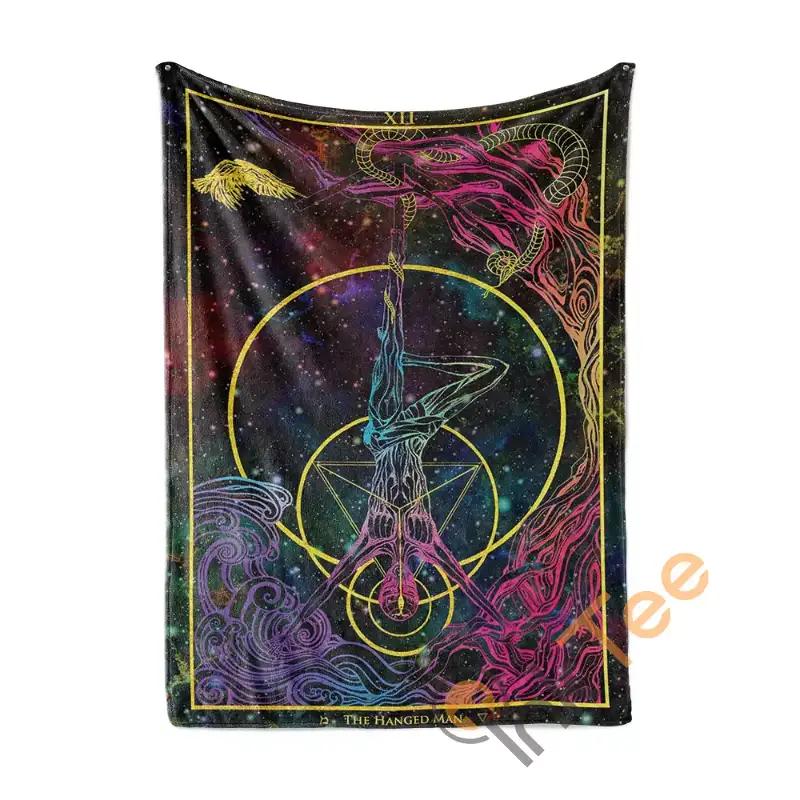 The Hanged Man Arcana Tarot Art Sherpa Fleece Blanket Gifts for Family, for Couple