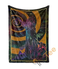 The Hermit Arcana Tarot Art Sherpa Fleece Blanket Gifts for Family, for Couple