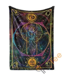 The Hierophant Arcana Tarot Art Sherpa Fleece Blanket Gifts for Family, for Couple