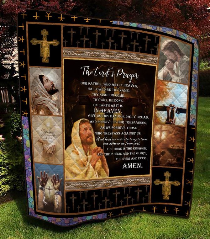 The Lord's Prayer In Heaven Amen Jesus Quilt Blanket