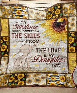 The Love In My Daughter's Eyes Elephant Family Quilt Blanket Bedding Set