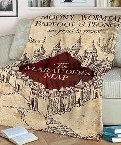The Marauder's Map Harry Potter Sherpa Fleece Blanket Gifts for Family, for Couple