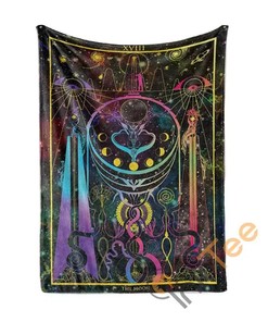 The Moon Arcana Tarot Art Sherpa Fleece Blanket Gifts for Family, for Couple