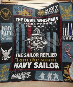 The Navy Sailor Replied I Am The Storm Quilt Blanket Bedding Set