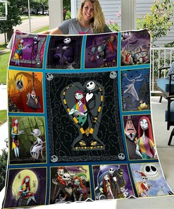The Nightmare Before Christmas Blanket Jack Skellington And Sally Gift For Fans Cartoon Movie Quilt