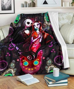 The Nightmare Jack and Sally Sherpa Fleece Blanket Gifts for Family, for Couple