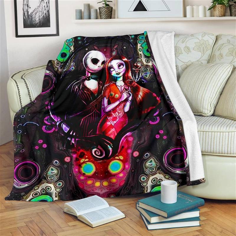 The Nightmare Jack and Sally Sherpa Fleece Blanket Gifts for Family, for Couple