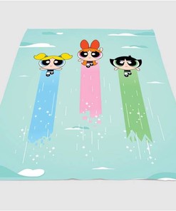 The Powerpuff Girls Flying Sherpa Fleece Blanket Gifts for Family, for Couple