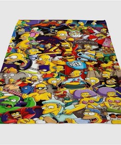The Simpsons All Character Sherpa Fleece Blanket Gifts for Family, for Couple