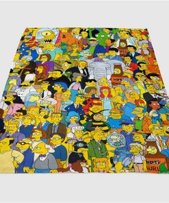 The Simpsons Character Sherpa Fleece Blanket Gifts for Family, for Couple