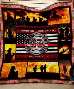 The Thin Red Line Firefighter Quilt Blanket Bedding Set