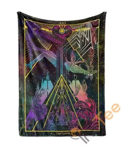 The Tower Arcana Tarot Art Sherpa Fleece Blanket Gifts for Family, for Couple