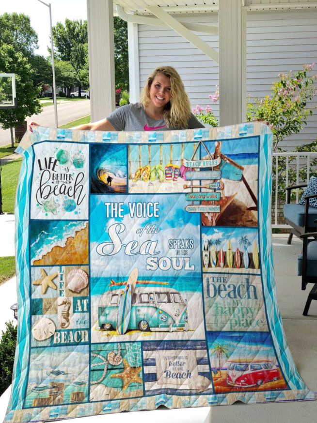 The Voice Of Sea Speaks To The Soul Beach Quilt Blanket Bedding Set