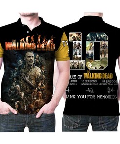 The Walking Dead 10 Seasons Thank You For Memories Signatures Polo Shirt