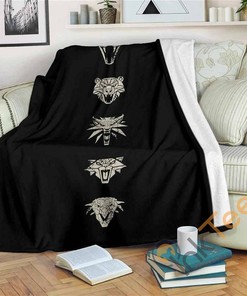 The Witcher Schools Emblem Sherpa Fleece Blanket Gifts for Family, for Couple