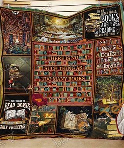 There Is No Such Thing As Too Many Books Quilt Blanket Bedding Set